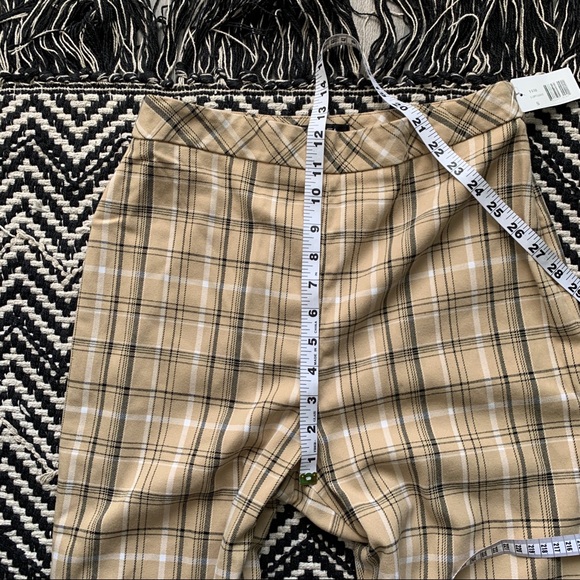 High-Waist Plaid Straight-Cut Pants - Picture 3 of 7
